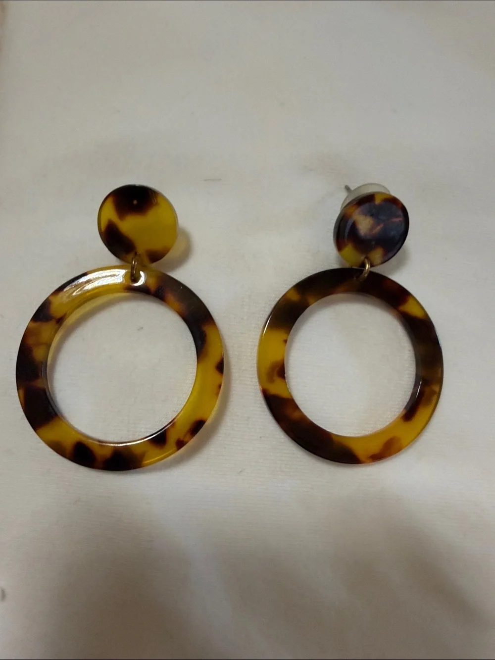 Assorted Resin Hoop & Drop Earrings - Tortoise, Multicolor & Emerald
